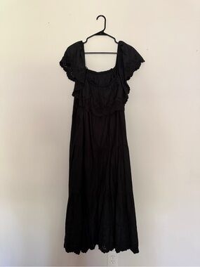 Old Navy Black Tiered Eyelet Maxi Dress